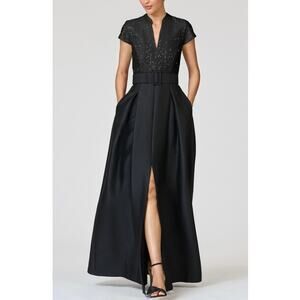Sachin & Babi Arden Mixed Media Gown Black Size 0 - No belt (new)